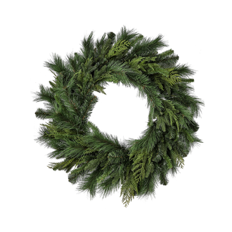 Couronne de pin brossé UV effet naturel 30"