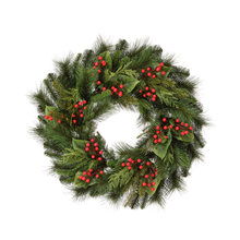 Couronne de pin, magnolia et baies UV 30"