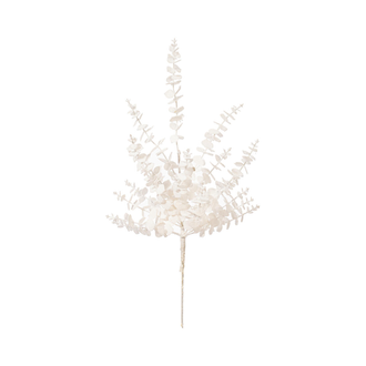 Tige artificielle d'eucalyptus enneigé blanc 28"