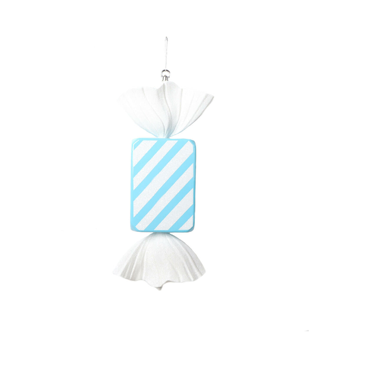 Bonbon rectangle rayé bleu pâle 18,4"