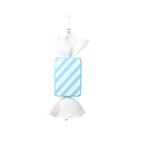 Bonbon rectangle rayé bleu pâle 18,4"