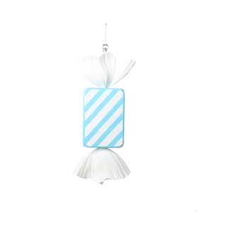 Bonbon rectangle rayé bleu pâle 18,4"