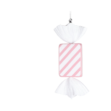 Bonbon rectangle rayé rose pâle 18,4"