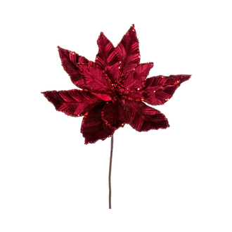 Tige de poinsettia velours – Bourgogne – 24 po