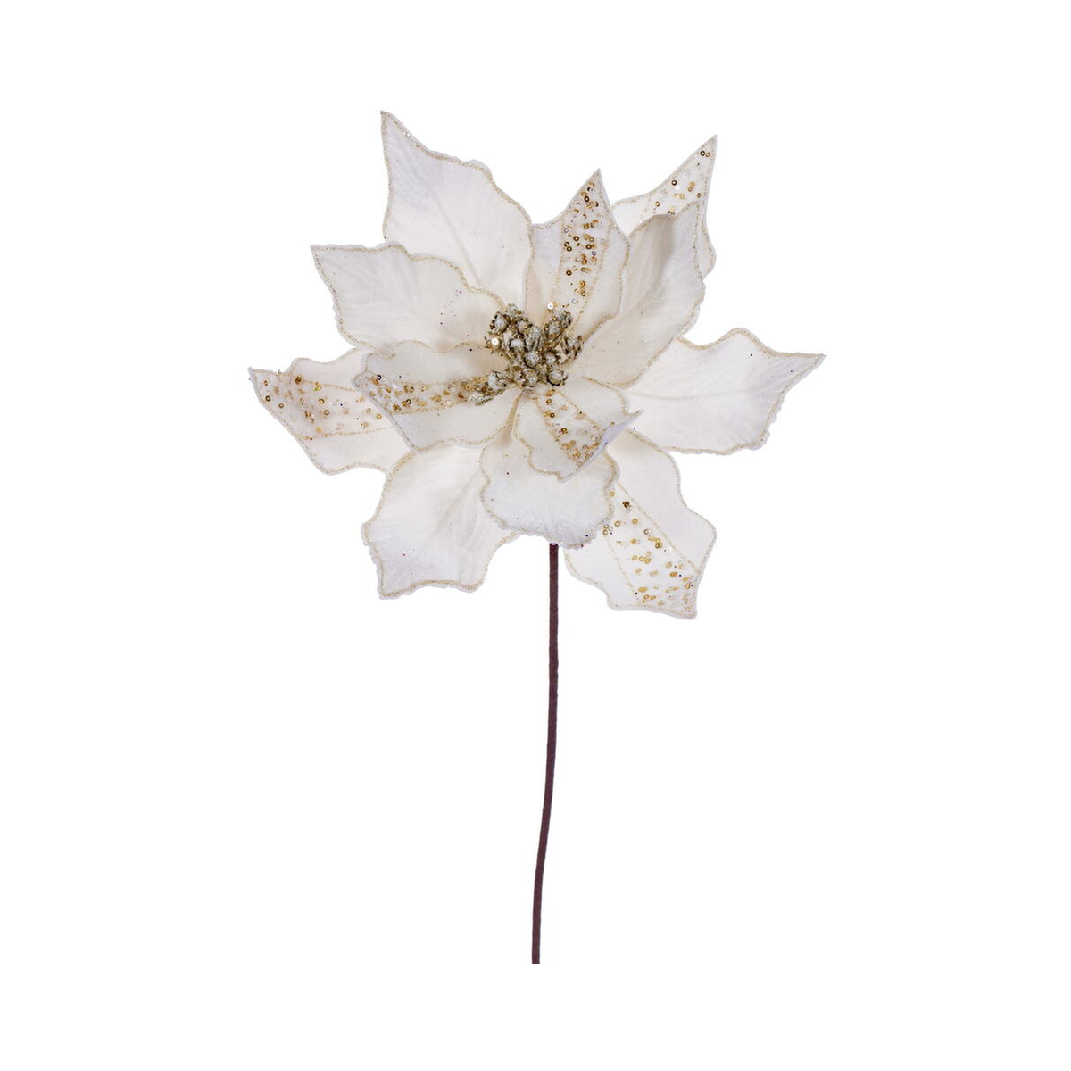 Tige de poinsettia velours crème 20" fleur 10"
