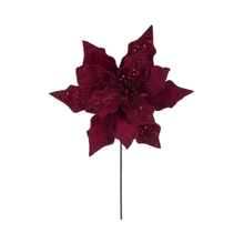 Tige de poinsettia velours bourgogne 20" fleur 10"
