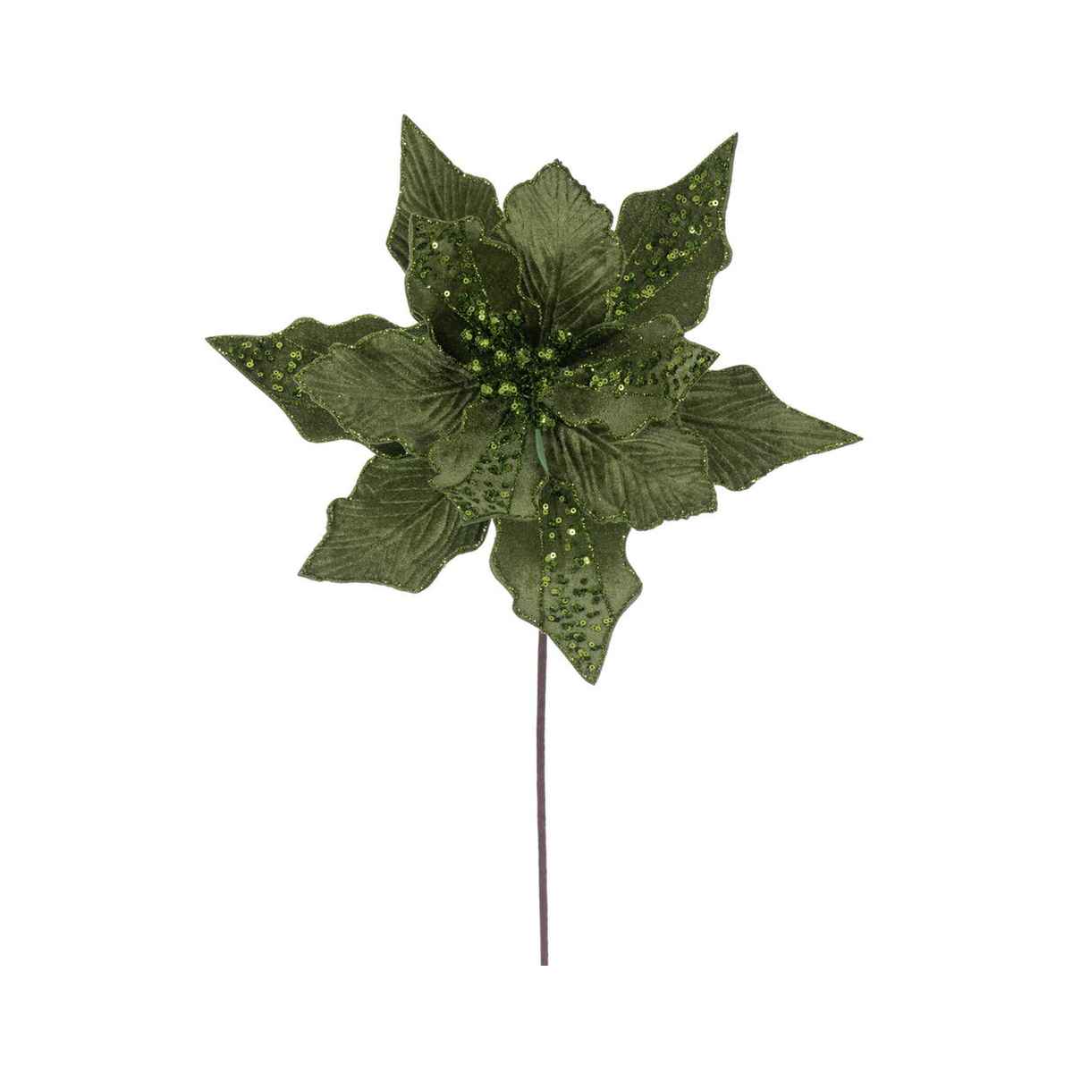 Tige de poinsettia velours vert lime 20" fleur 10"