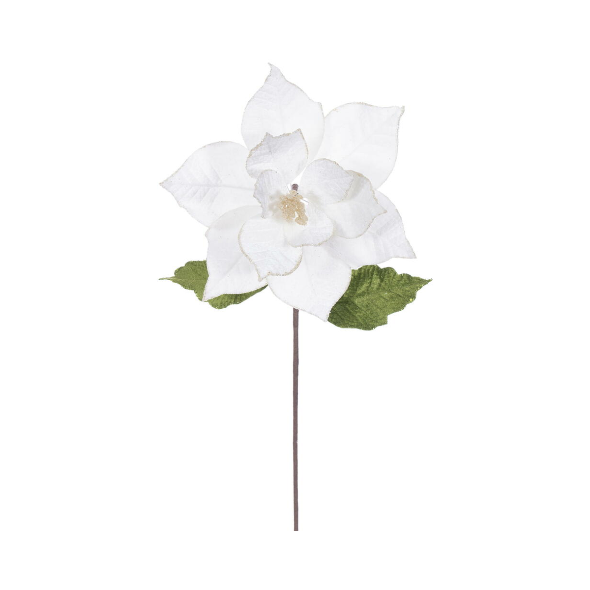 Tige de poinsettia velours crème 20" fleur 12"