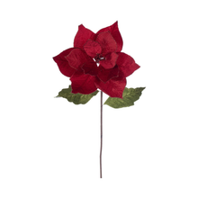 Tige de poinsettia velours rouge 20" fleur 12"