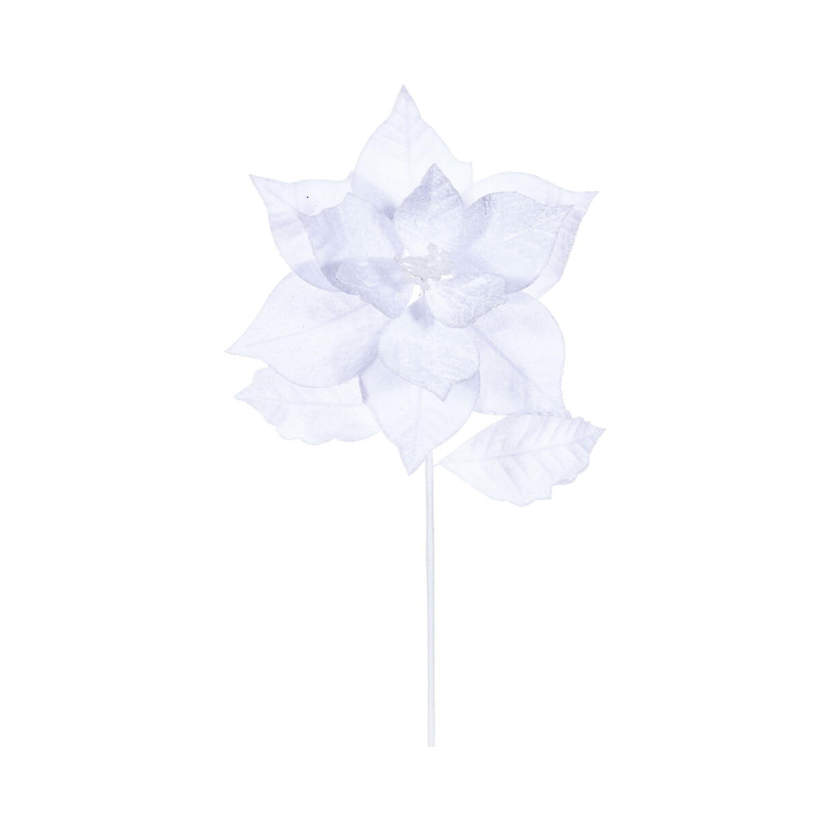 Tige de poinsettia velours blanc 20" fleur 12"