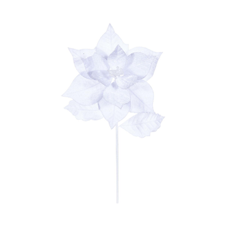 Tige de poinsettia velours blanc 20" fleur 12"