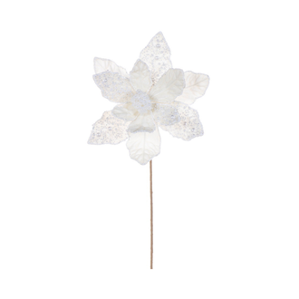 Tige de poinsettia 17" velours perle fleur 11"