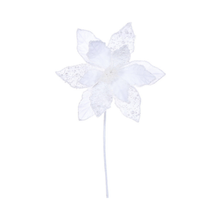 Tige de poinsettia 17" velours blanc fleur 11"