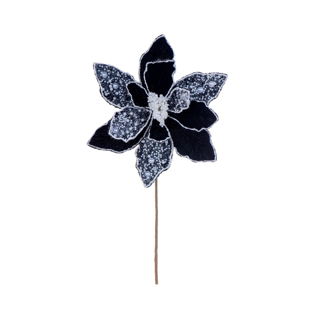 Tige de poinsettia 17" velours noir fleur 11"