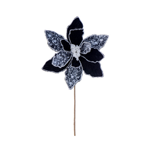 Tige de poinsettia 17" velours noir fleur 11"