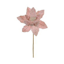 Tige de poinsettia 17" velours rose fleur 11"