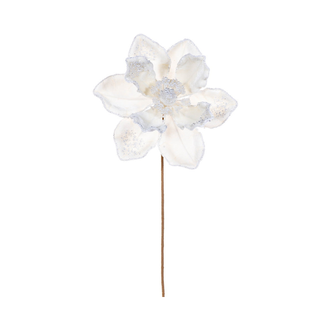 Tige de magnolia 17" velours perle fleur 8"