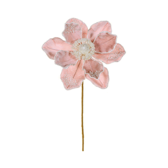 Tige de magnolia 17" velours rose fleur 8"