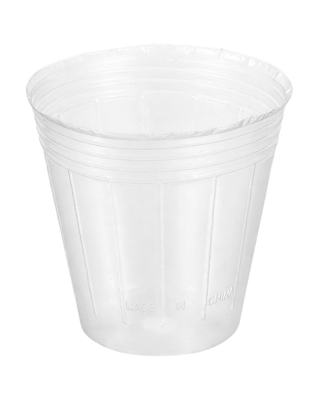 Pot orchidée souple et transparent avec drainage — photo sur fond blanc