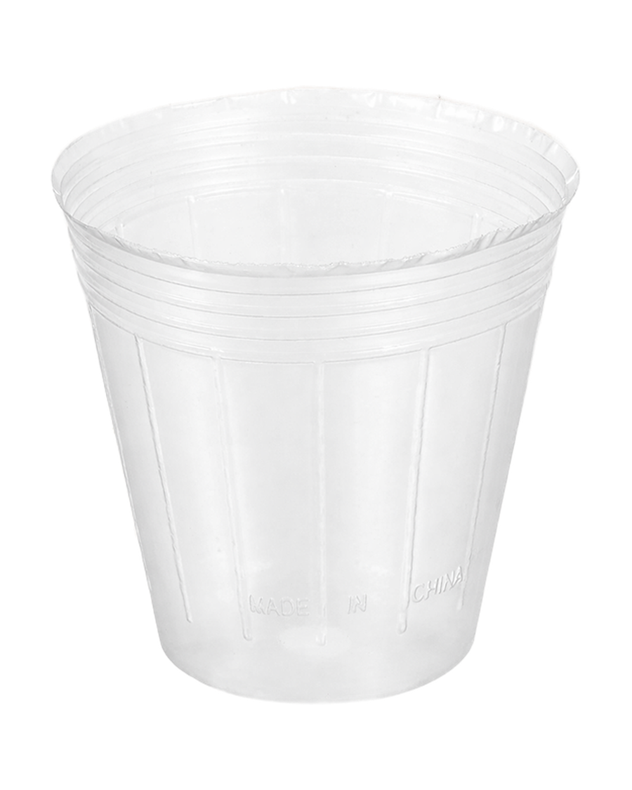 Pot orchidée souple et transparent avec drainage — photo sur fond blanc