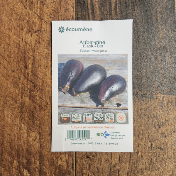 Organic 'Black' eggplant