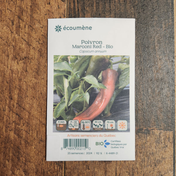 Organic 'Marconi Red' red pepper