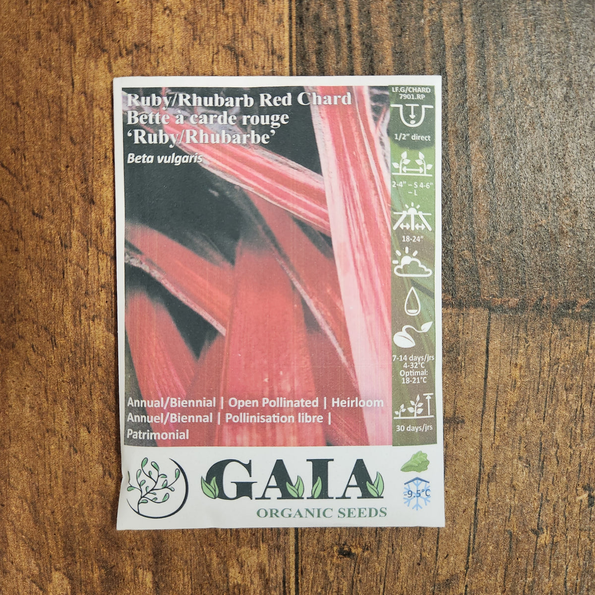 Organic Ruby/Rhubarb Red Chard Seeds by Gaia, additional product image for Canadian gardeners.