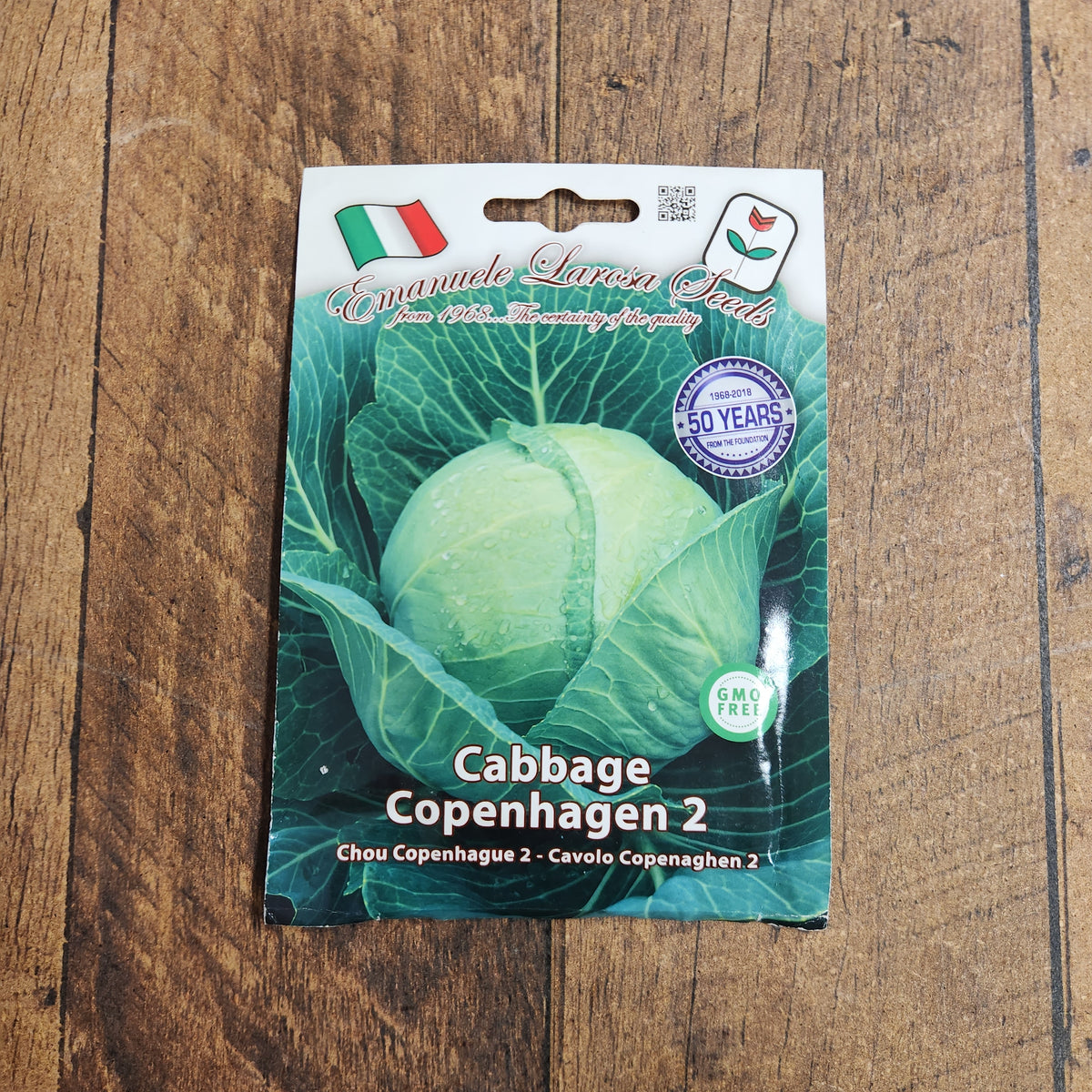 Product image of ‘Copenhagen 2’ cabbage, a cabbage cultivar supplied as Weston seed. The photograph shows the identifying appearance presented for this variety and helps gardeners recognize the packet or plant while comparing options for a home garden. For best results, label the row and observe the plants regularly as conditions change through the season. Adjust watering to rainfall, wind, container size, and the actual moisture at soil level.