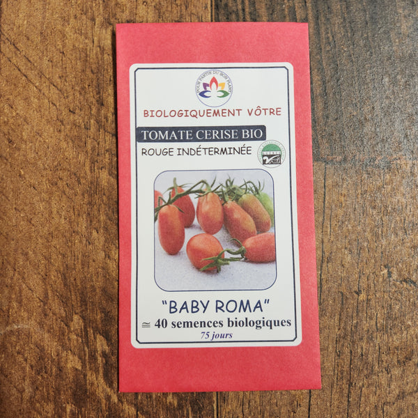 Organic red cherry tomato 'Baby Roma'