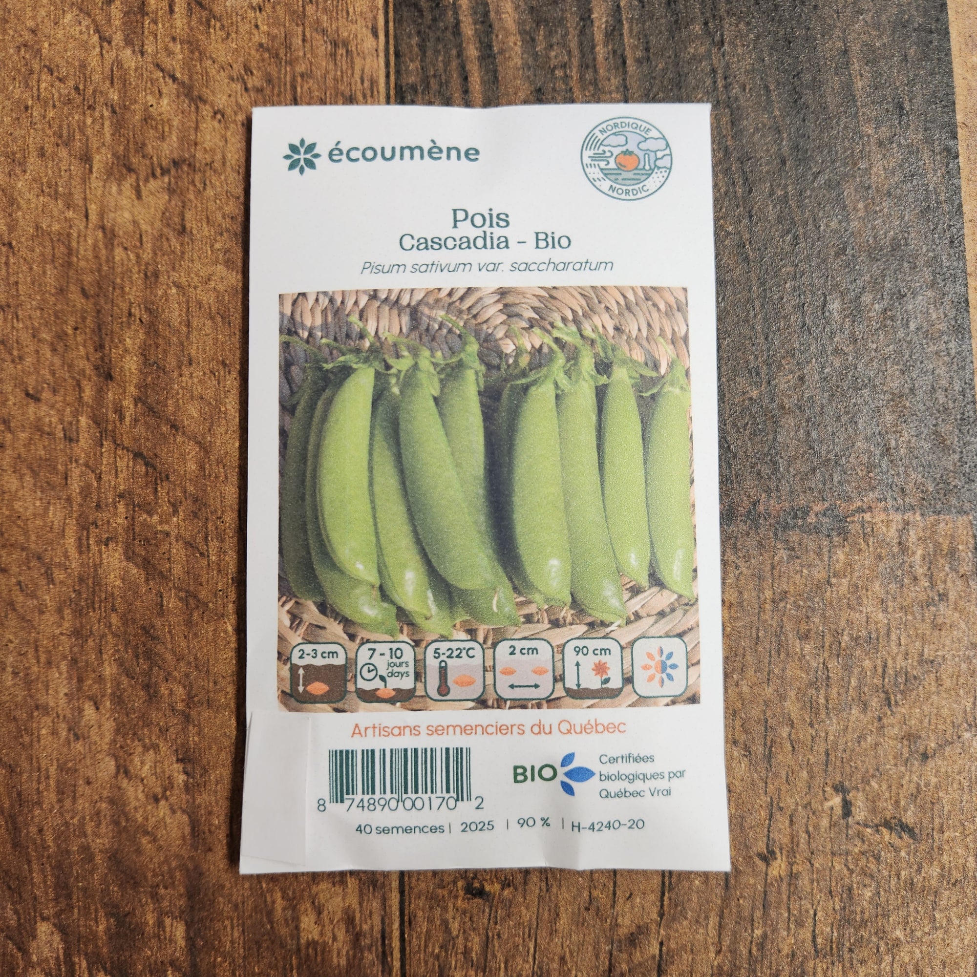 Organic 'Cascadia' peas