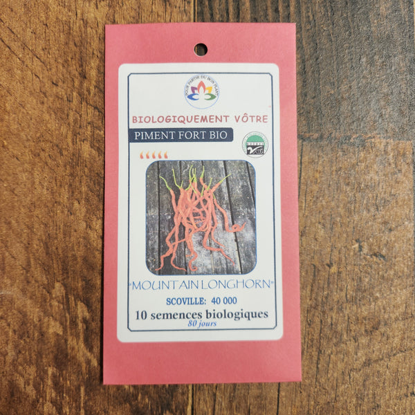 Organic 'Mountain Thunder Longhorn' hot pepper