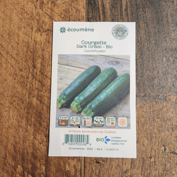 Organic Zucchini 'Dark Green'