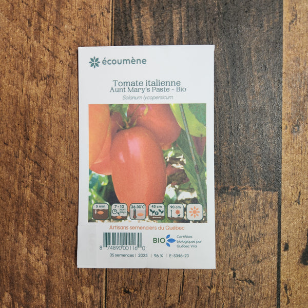 Organic Italian Tomato 'Aunt Mary's Paste'