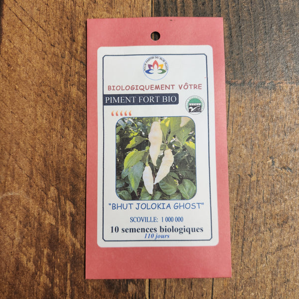 Organic white 'Bhut Jolokia' hot pepper