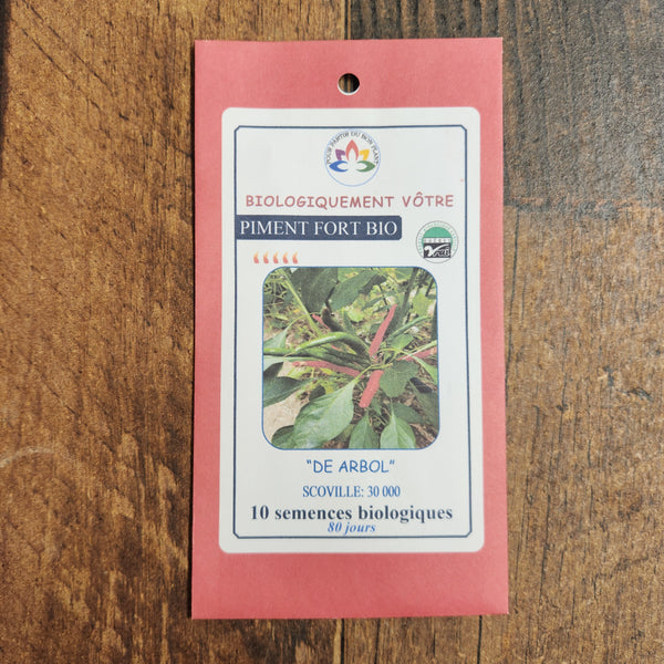 Organic 'De Arbol' hot pepper