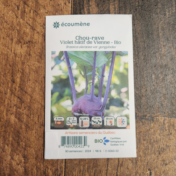 Organic Kohlrabi 'Violet hâtif de Vienne'