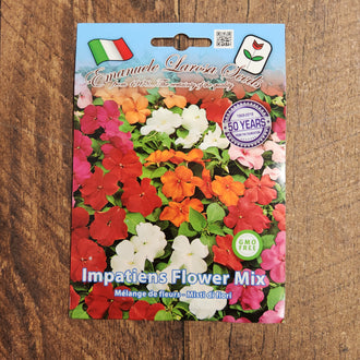 Impatiens Mix. This annual impatiens mix provides branching plants with flowers for shaded and partly shaded beds and containers.