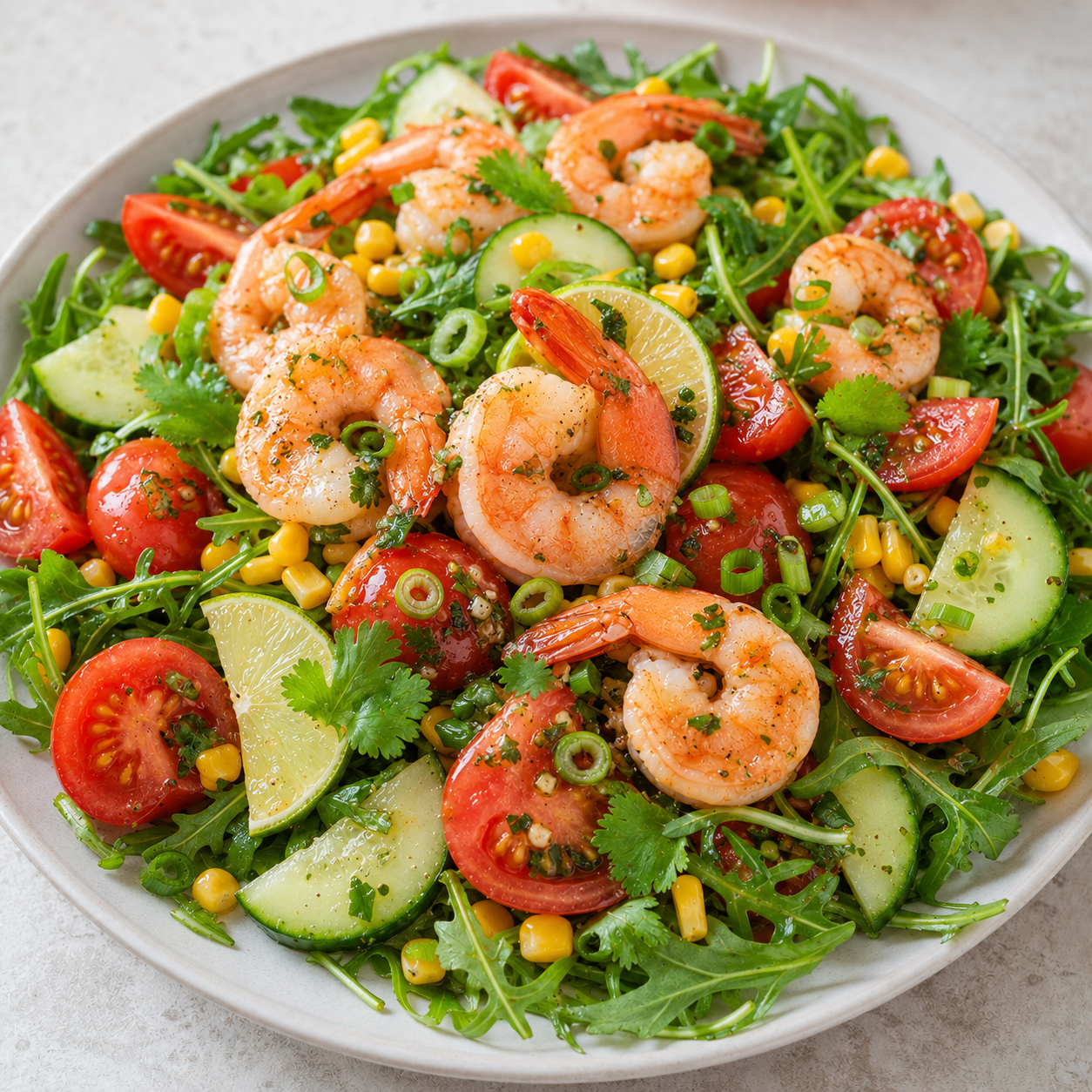 Salade de tomates et crevettes à la lime