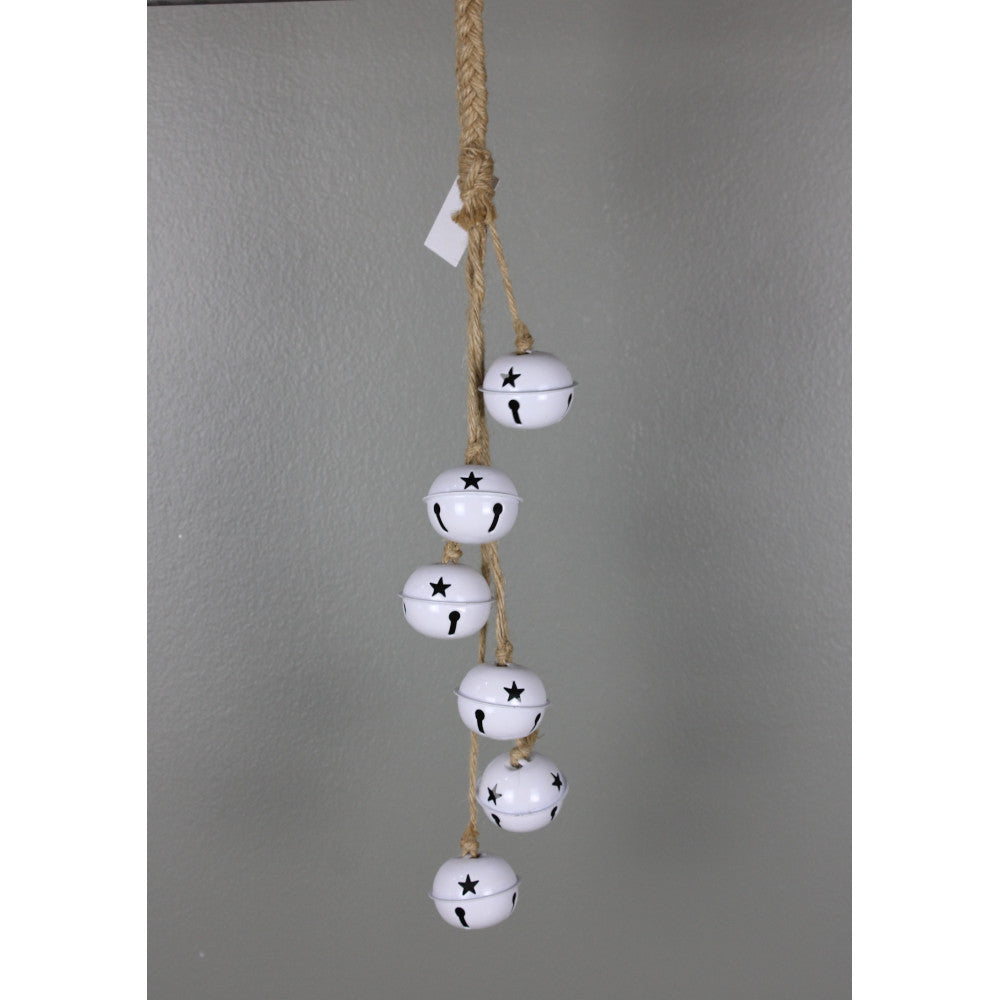 Ornement cloche suspendu – Blanc / Naturel