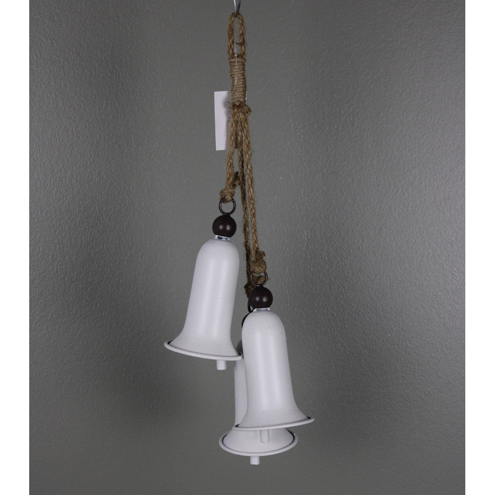Ornement clochette suspendu – Blanc – H. 18,5 po