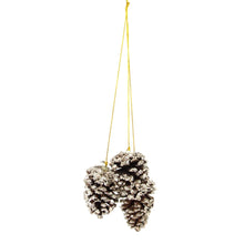 Ornement suspendu de 3 pommes de pin à paillettes