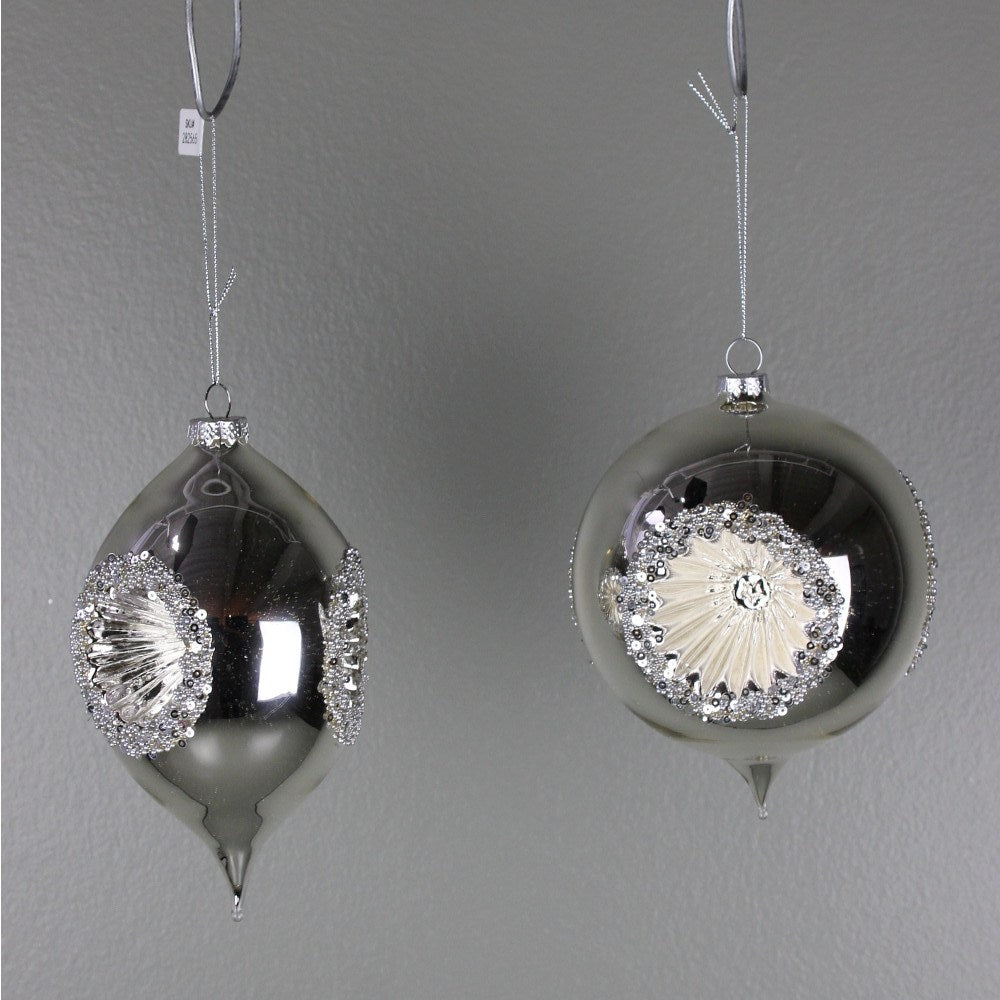 Ornement réflecteur en verre, 2 modèles assortis
