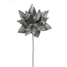 Tige de poinsettia – Noir / Argent – H. 19 po × L. 12 po