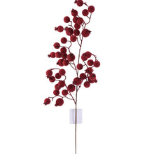 Tige de baies floquées – Foncé / Rouge – H. 29 po