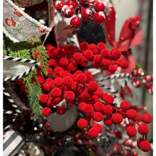 Tige de baies floquées – Rouge – H. 33 po