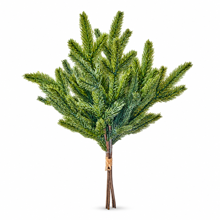 Branche de sapin artificiel vert bleuté – 16 po – fond blanc pur
