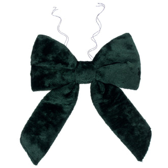 Nœud de Noël en fausse fourrure — vert foncé — 12 po × 15 po