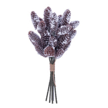 Tige décorative de cônes de pin — fini enneigé