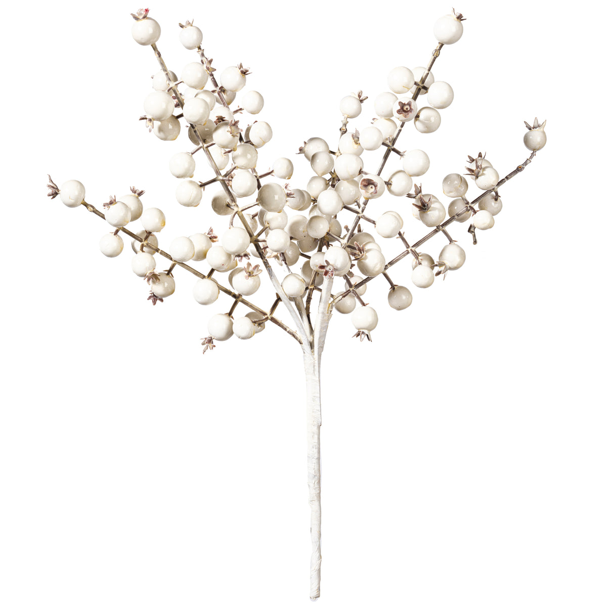 Tige décorative de pommes et de baies — blanc