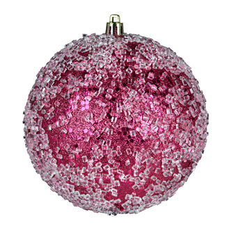 Boule de Noël à texture grêlée et pailletée — rouge baie